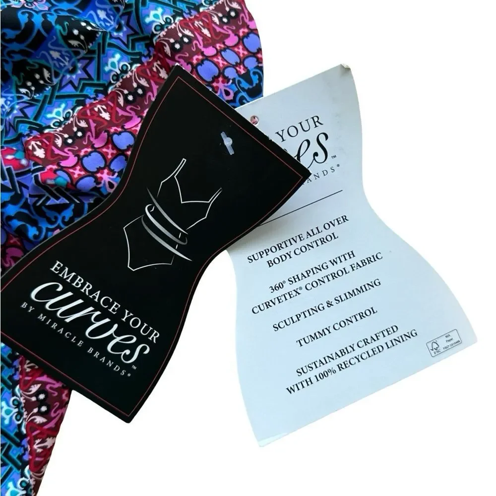 Miracle Brands Embrace Your Curves Georgia One Piece Swimsuit Size Small